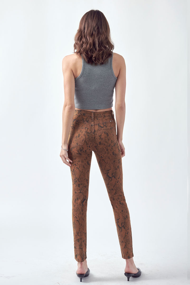 Women's High Rise Super Skinny Jeans - Brown / Red - view 11