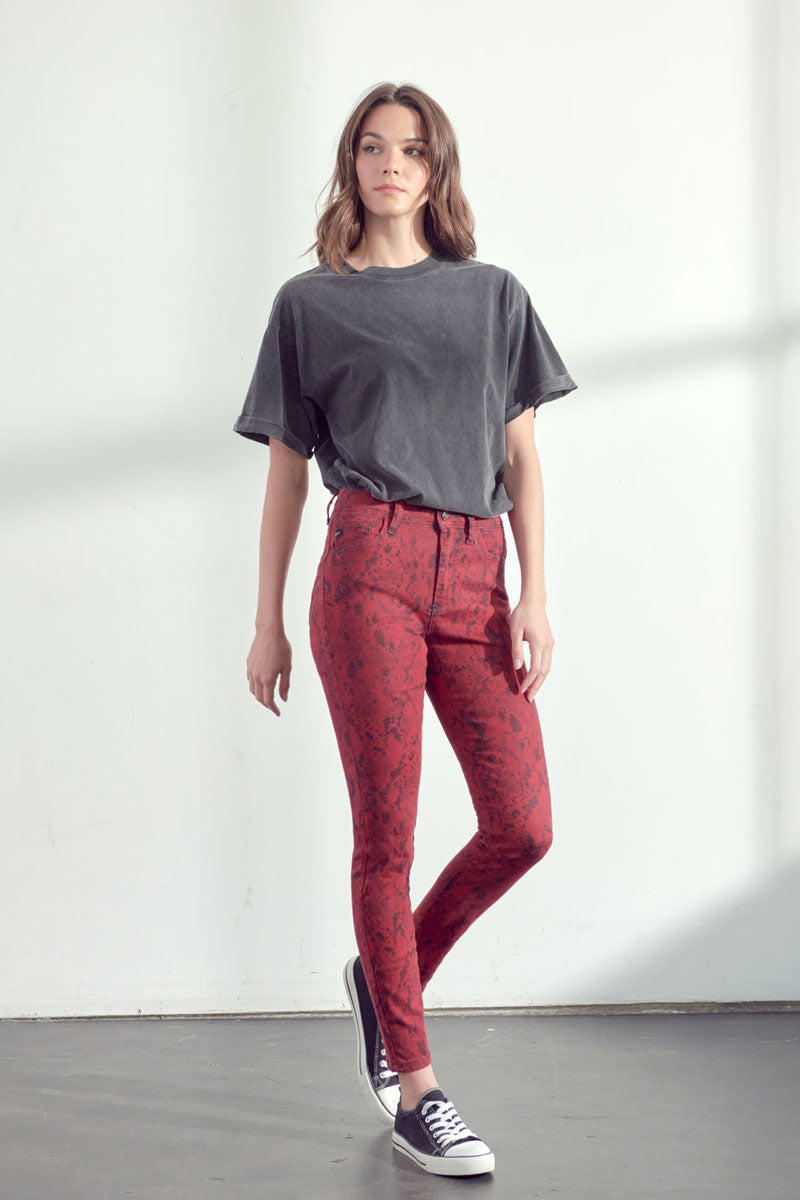 Women's High Rise Super Skinny Jeans - Brown / Red - view 2