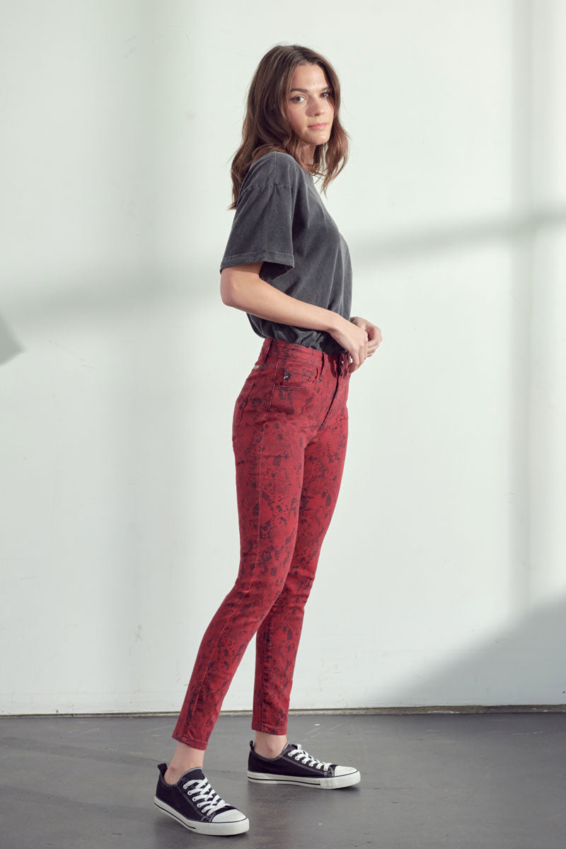 Women's High Rise Super Skinny Jeans - Brown / Red - view 3