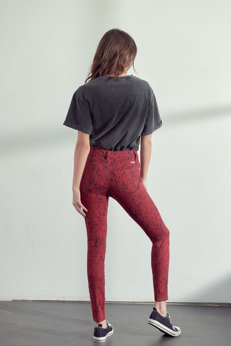 Women's High Rise Super Skinny Jeans - Brown / Red - view 4