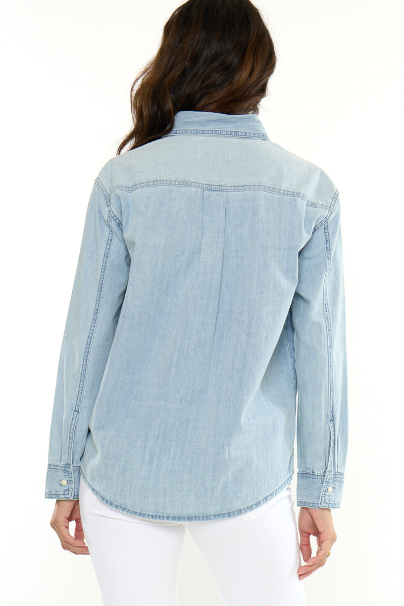 Women's Boyfriend Denim Shirt - Light Wash - view 2