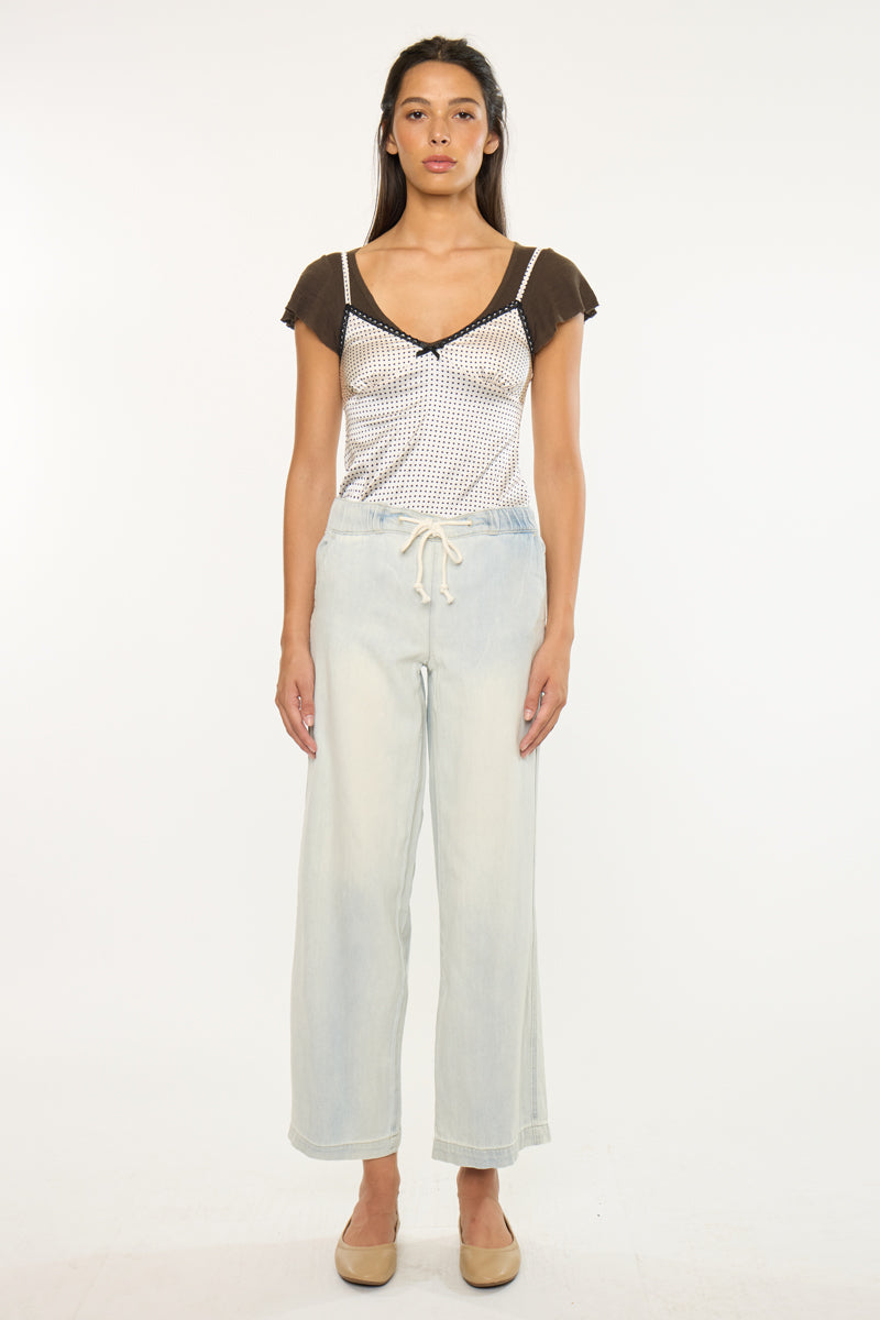 Women's Mid Rise Wide Leg Jeans - Light Wash - view 5