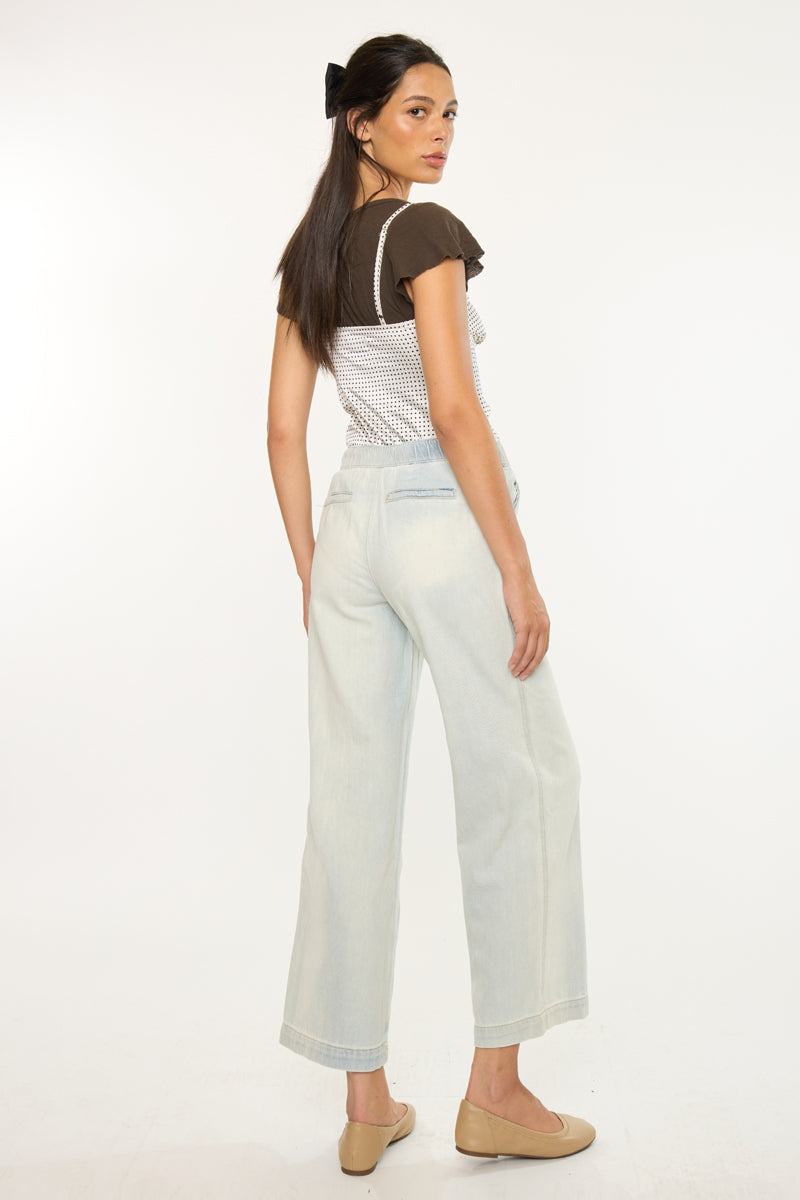 Women's Mid Rise Wide Leg Jeans - Light Wash - view 2