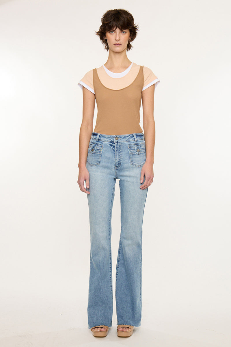 Women's High Rise Flare Jeans - Medium Light - view 6