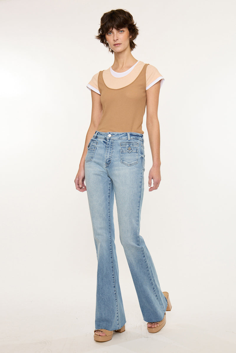 Women's High Rise Flare Jeans - Medium Light - view 3