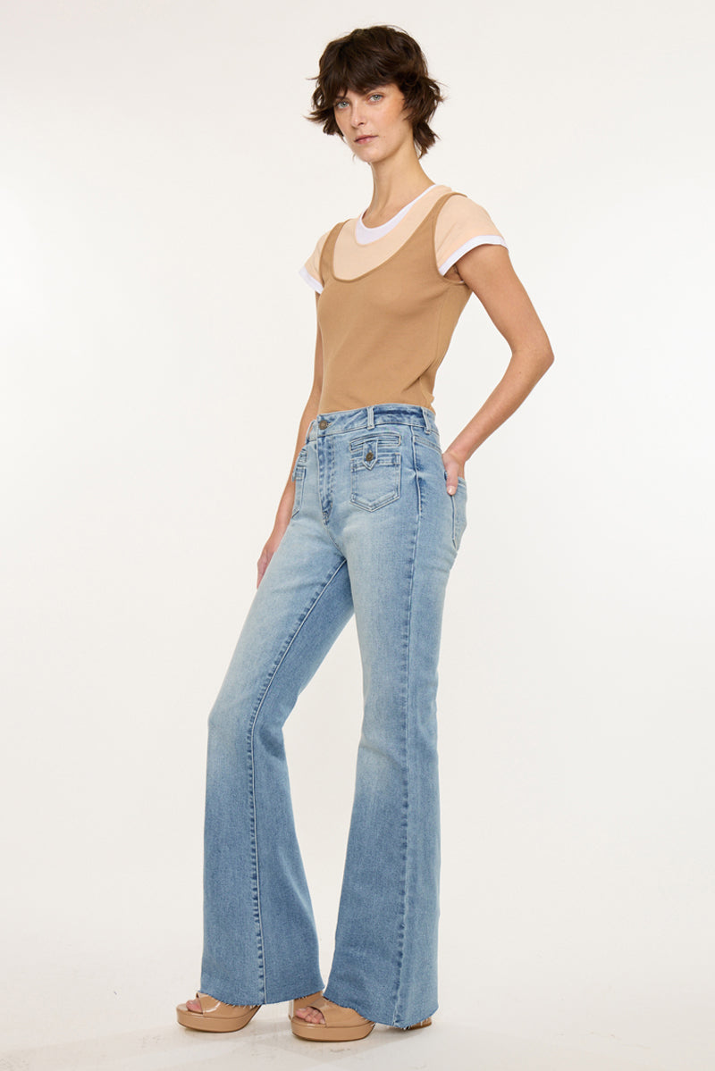 Women's High Rise Flare Jeans - Medium Light - view 4