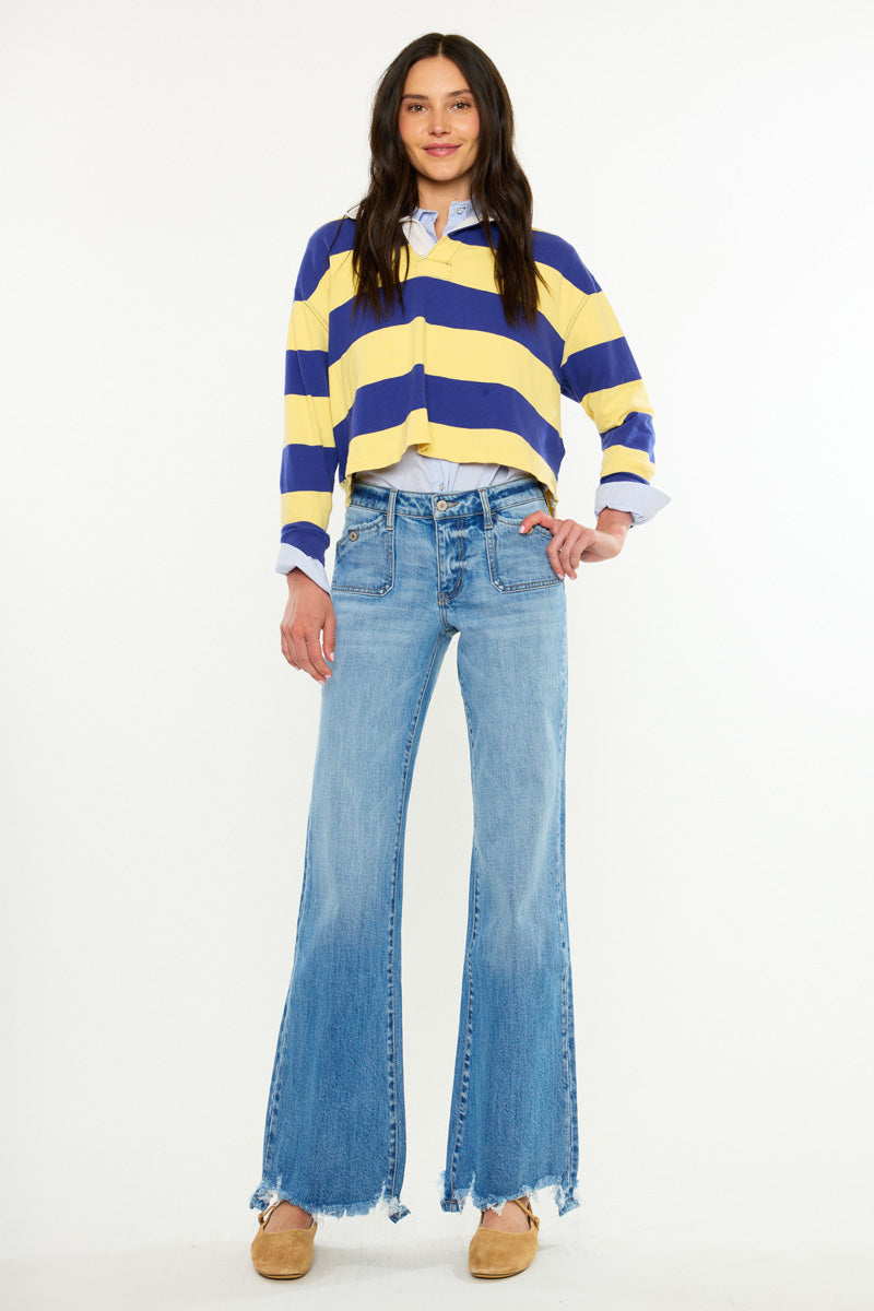 Women's Mid Rise Flare Jeans - Medium Wash