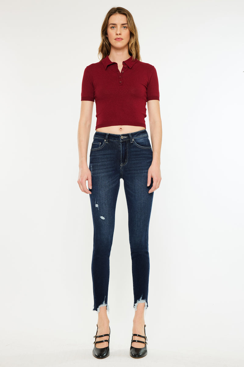 Women's High Rise Ankle Skinny Jeans - Dark Wash - Dark Wash (Style 111) - view 5