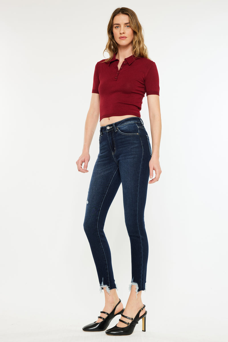 Women's High Rise Ankle Skinny Jeans - Dark Wash - Dark Wash (Style 111) - view 3