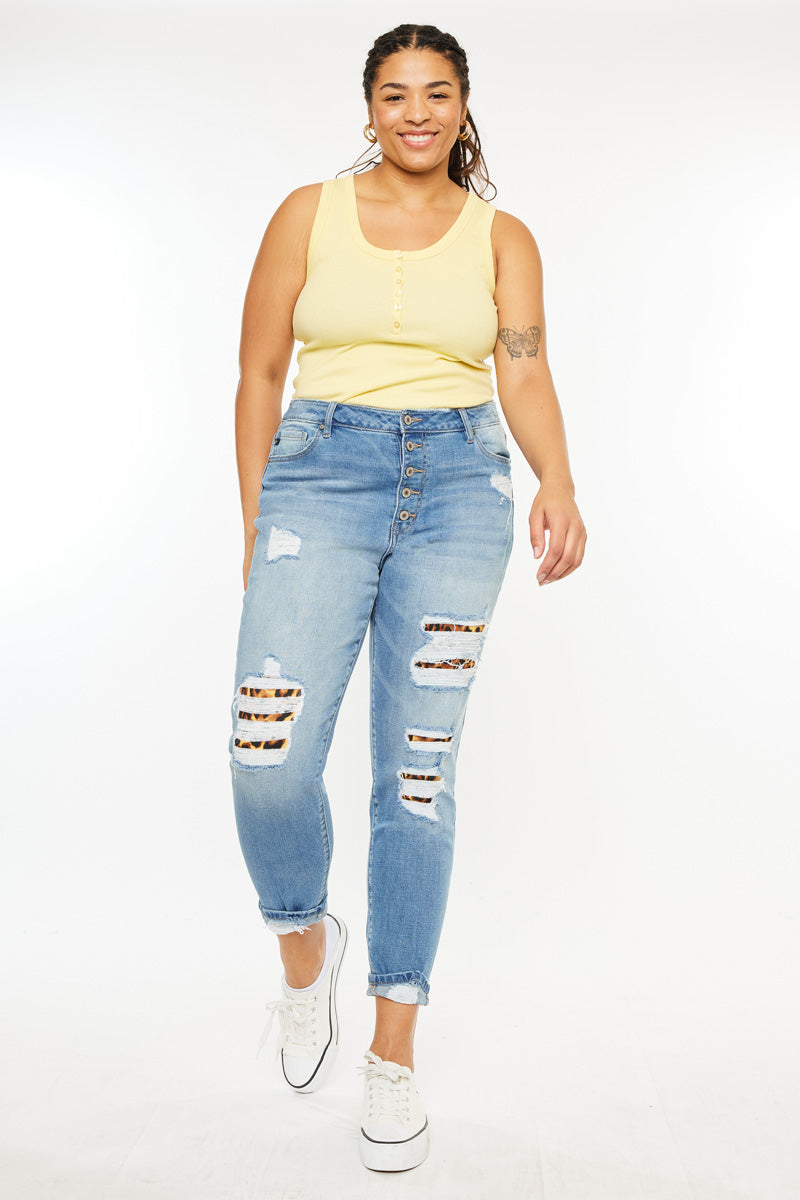 Plus Size Women's High Rise Ankle Skinny Jeans - Medium Wash - view 2