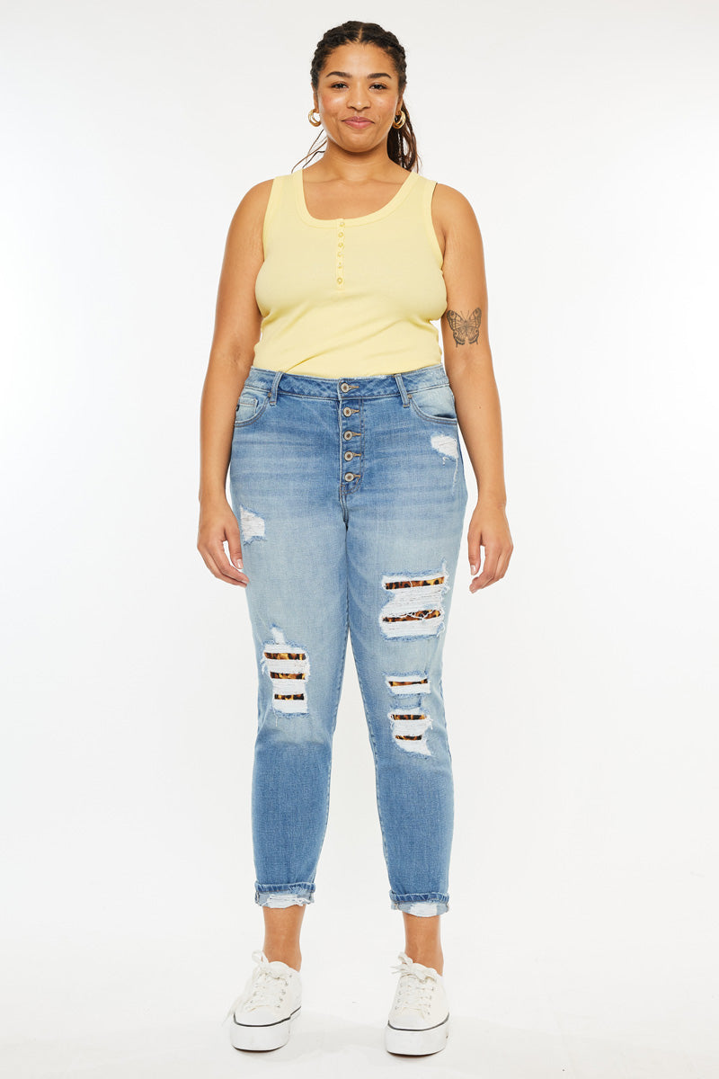 Plus Size Women's High Rise Ankle Skinny Jeans - Medium Wash - view 3