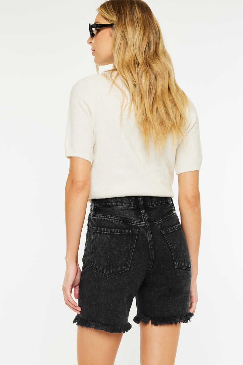 Women's Ultra High Rise Bermuda Denim Shorts - Black - view 2