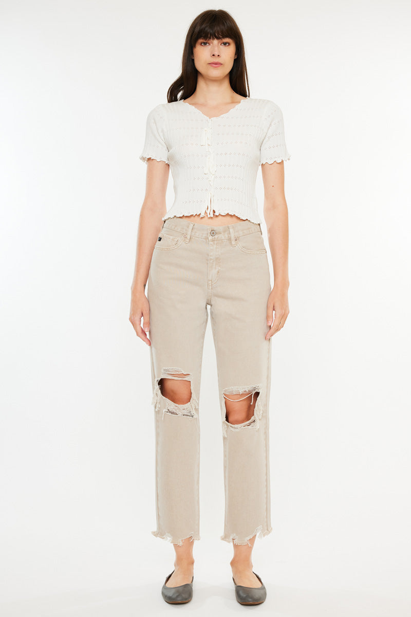 Women's High Rise Mom Jeans - Taupe - view 5