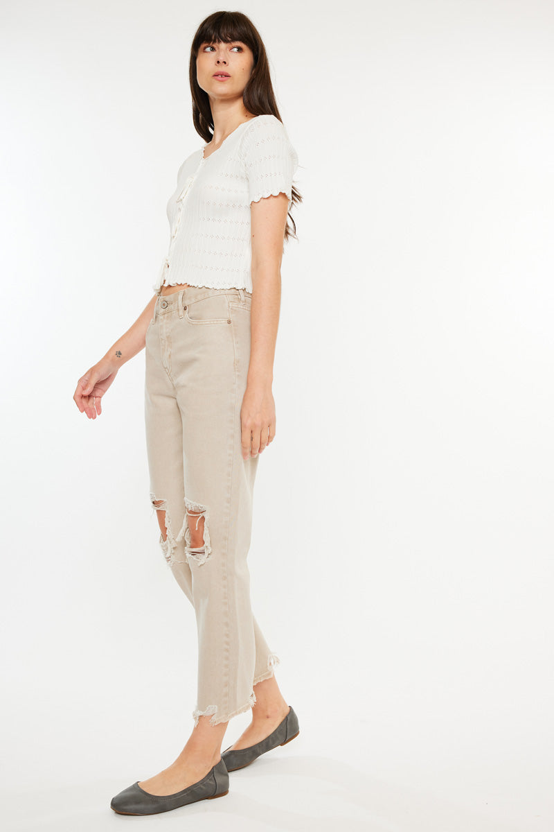 Women's High Rise Mom Jeans - Taupe - view 6