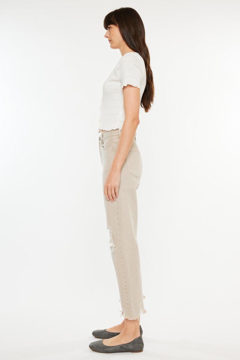 Women's High Rise Mom Jeans - Taupe - view 4