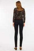 Women's High Rise Fleeced Super Skinny Jeans - Black
