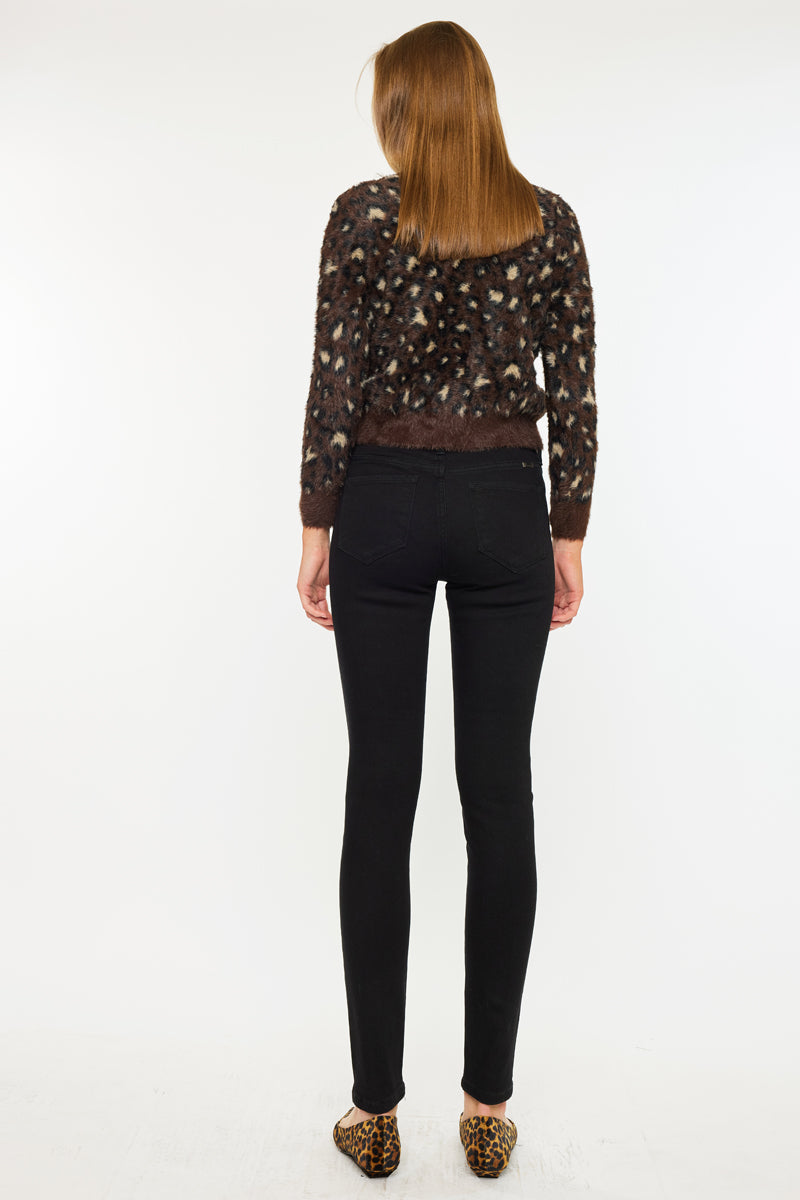 Women's High Rise Fleeced Super Skinny Jeans - Black