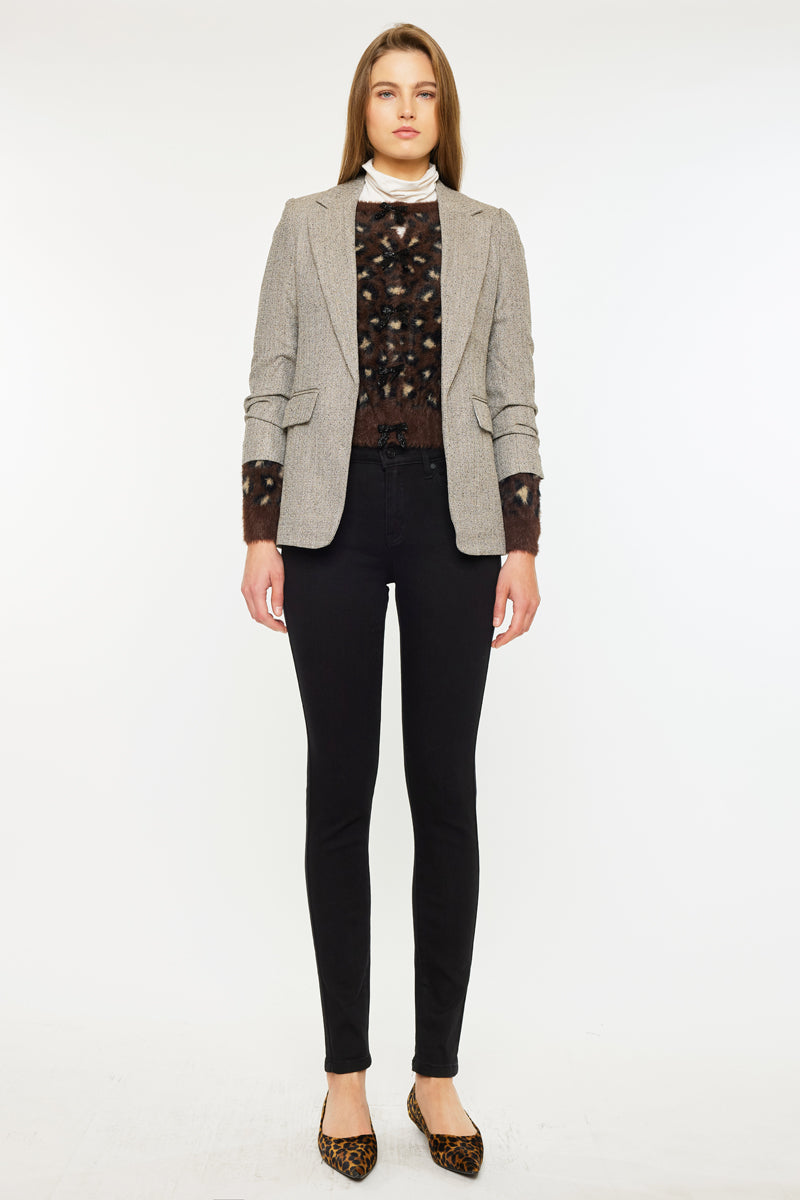 Women's High Rise Fleeced Super Skinny Jeans - Black - view 3