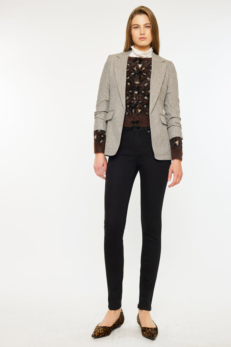 Women's High Rise Fleeced Super Skinny Jeans - Black - view 6