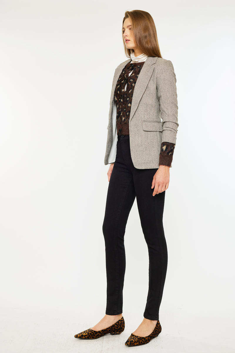 Women's High Rise Fleeced Super Skinny Jeans - Black - view 7