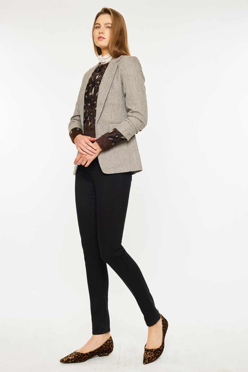 Women's High Rise Fleeced Super Skinny Jeans - Black - view 8
