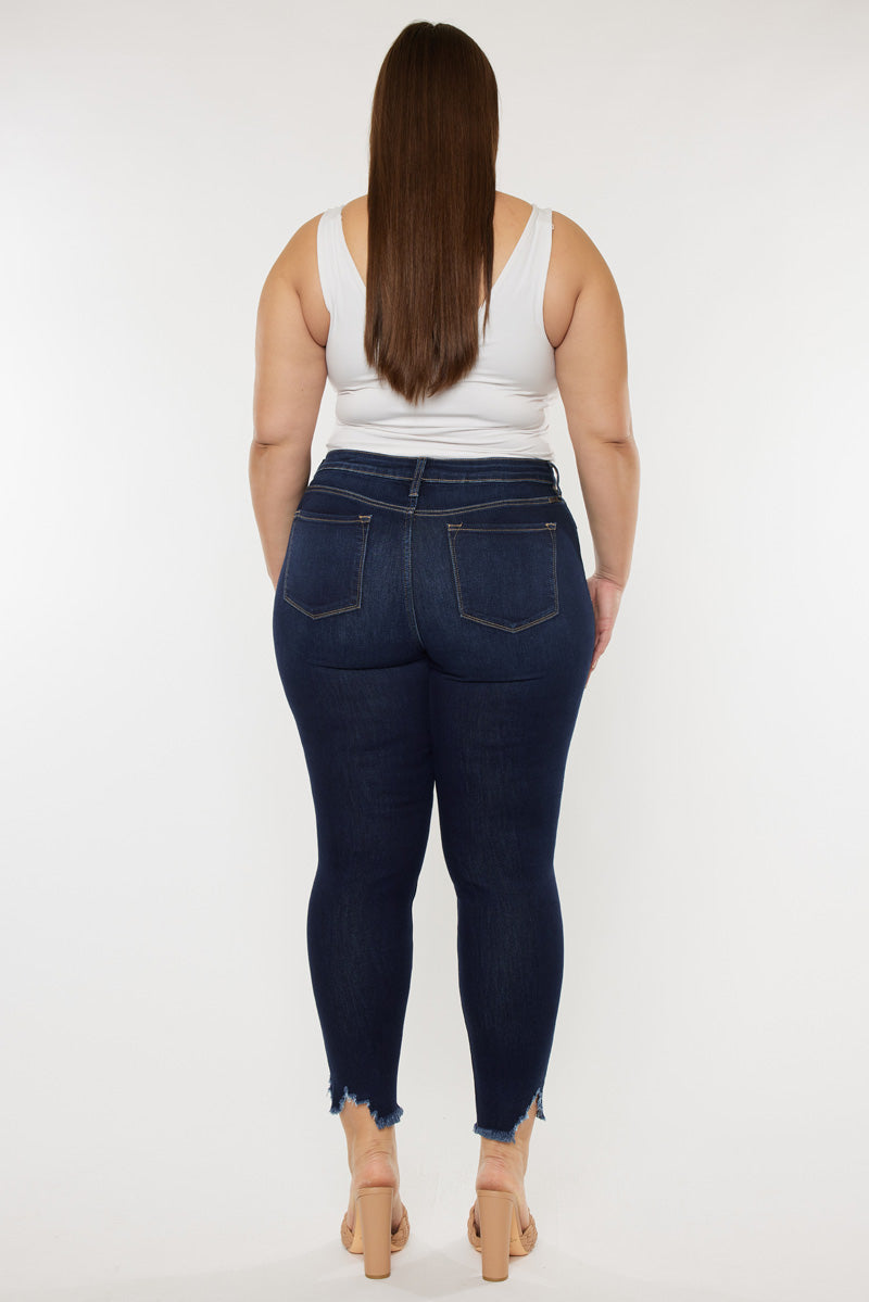 Plus Size Women's High Rise Ankle Skinny Jeans - Dark Wash - view 9