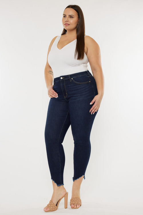 Plus Size Women's High Rise Ankle Skinny Jeans - Dark Wash