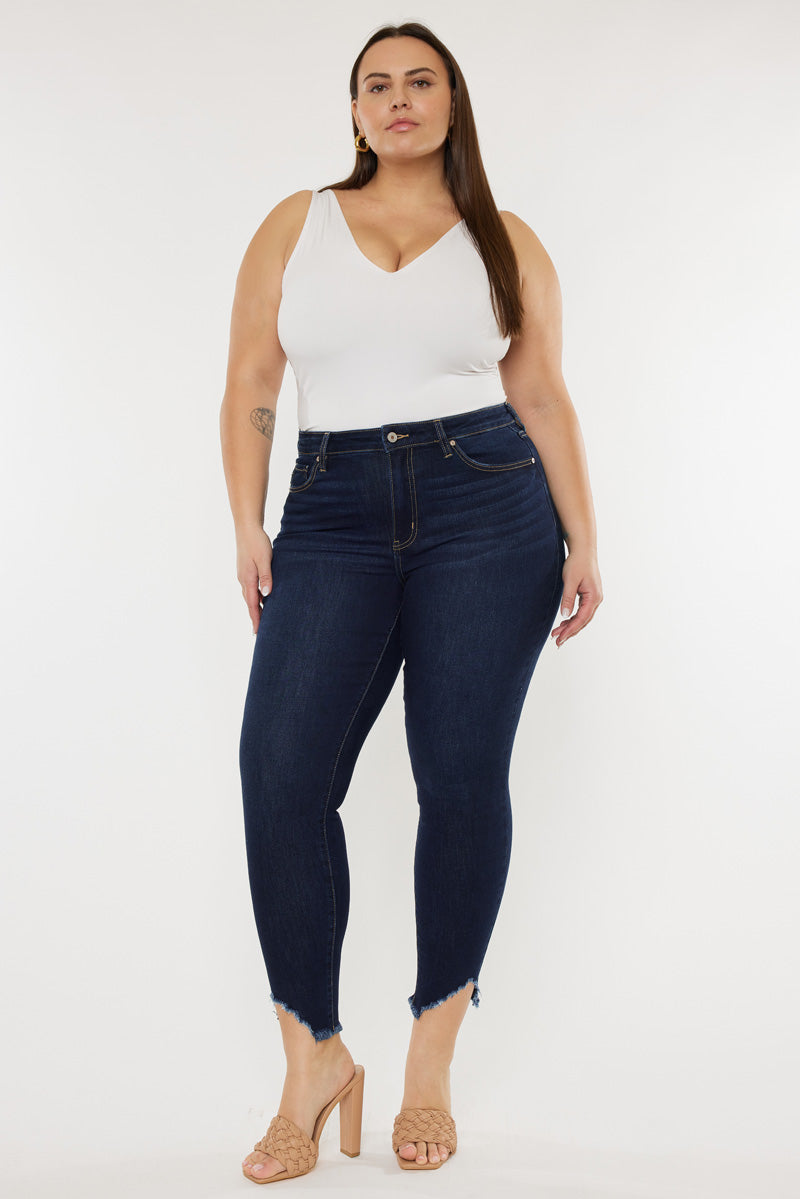 Plus Size Women's High Rise Ankle Skinny Jeans - Dark Wash - view 3
