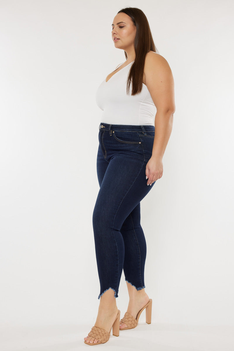 Plus Size Women's High Rise Ankle Skinny Jeans - Dark Wash - view 4