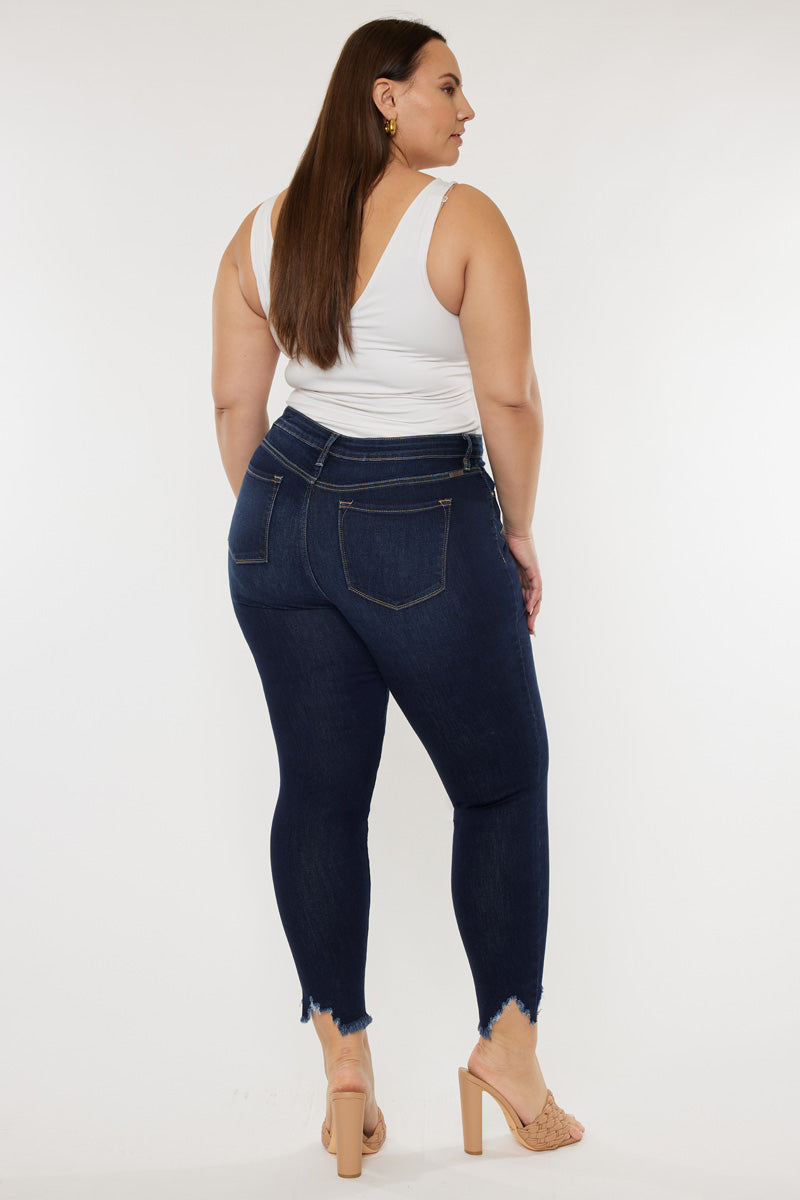 Plus Size Women's High Rise Ankle Skinny Jeans - Dark Wash - view 2