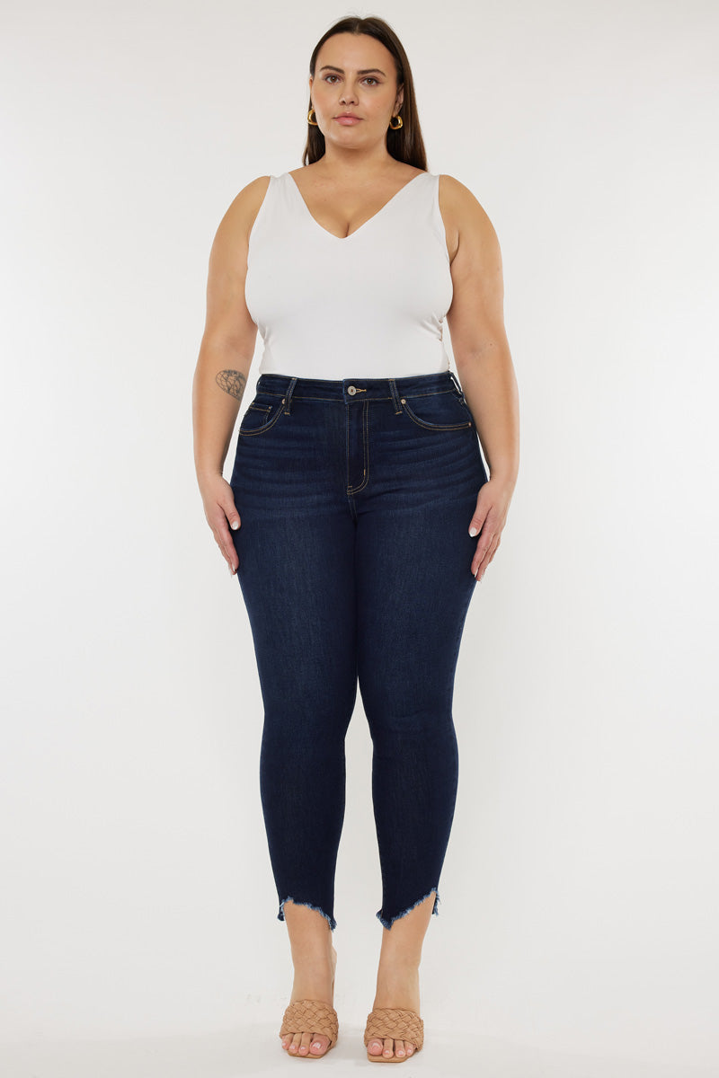 Plus Size Women's High Rise Ankle Skinny Jeans - Dark Wash - view 8