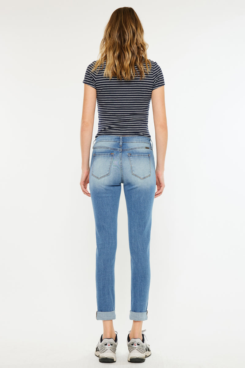 Women's Mid Rise Ankle Skinny Jeans - Medium Wash - Medium Wash (Style 151) - view 6