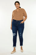 Plus Size Women's Mid Rise Ankle Skinny Jeans - Dark Wash