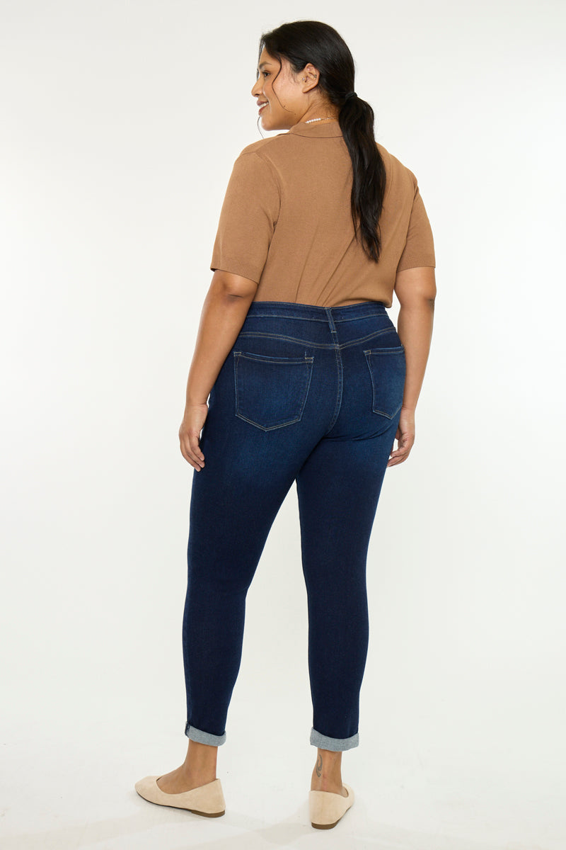 Plus Size Women's Mid Rise Ankle Skinny Jeans - Dark Wash - view 2