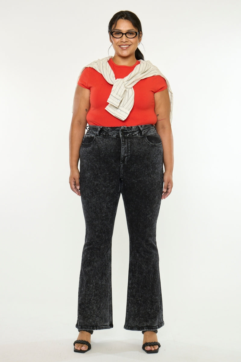 Plus Size Women's Ultra High Rise Flare Jeans - Black - view 5
