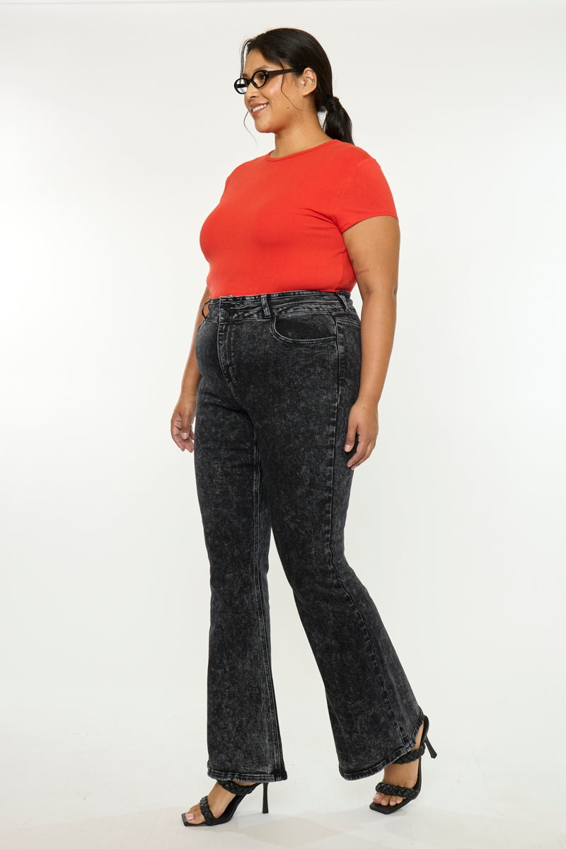 Plus Size Women's Ultra High Rise Flare Jeans - Black - view 3