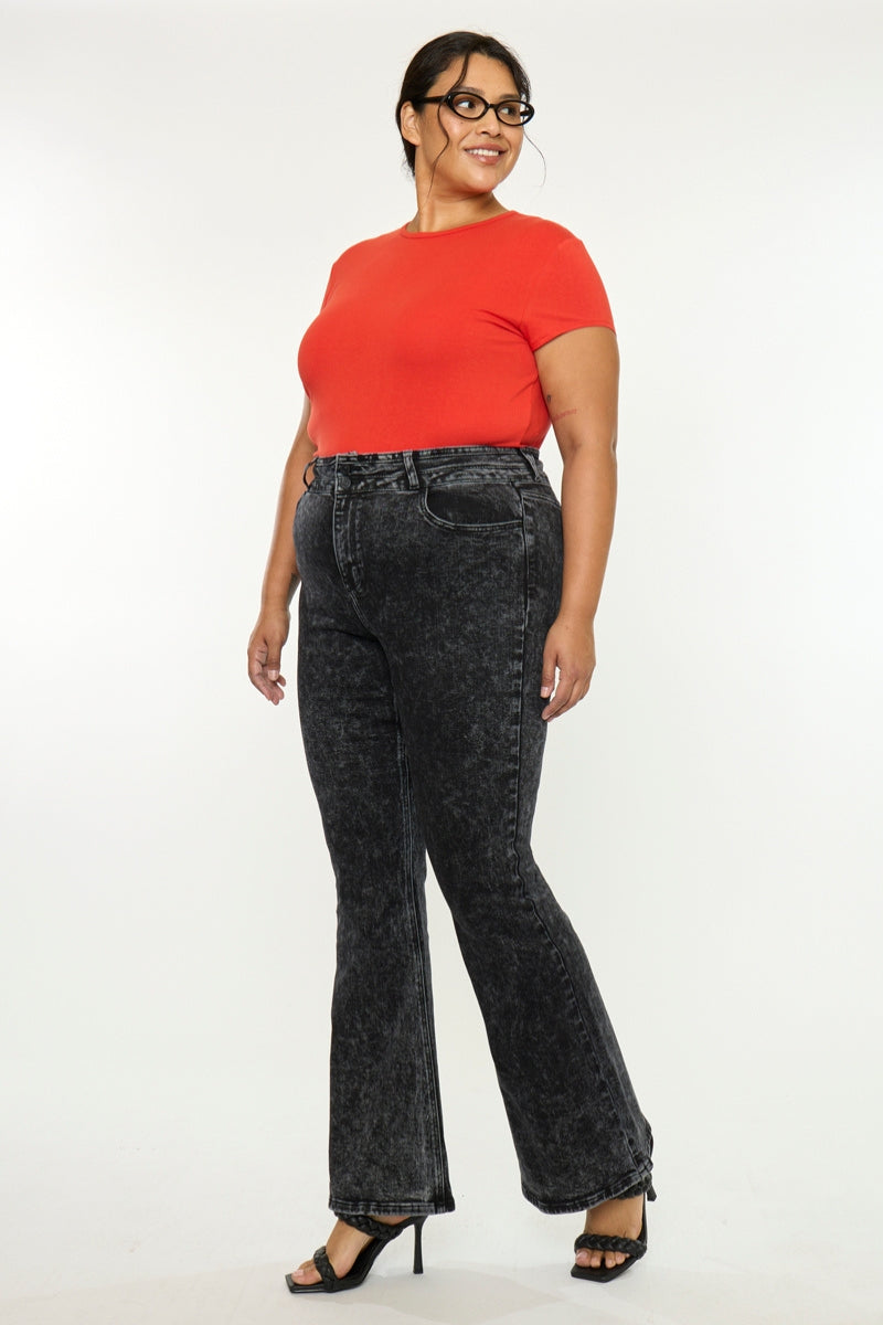 Plus Size Women's Ultra High Rise Flare Jeans - Black - view 4