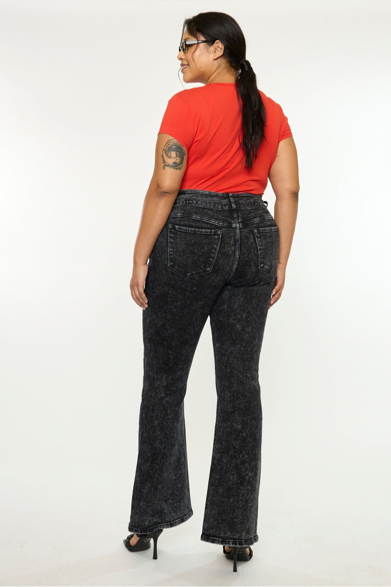 Plus Size Women's Ultra High Rise Flare Jeans - Black - view 2
