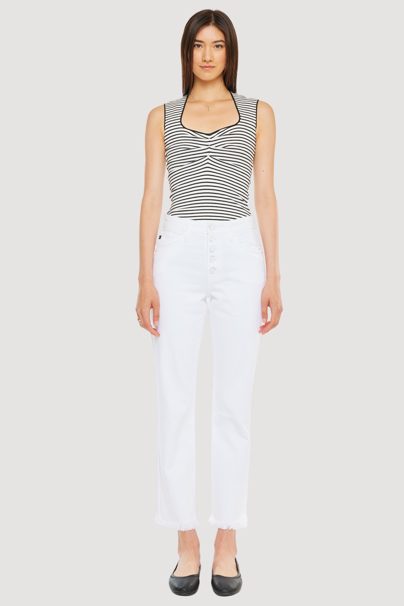 Women's High Rise Straight Jeans - White - view 2