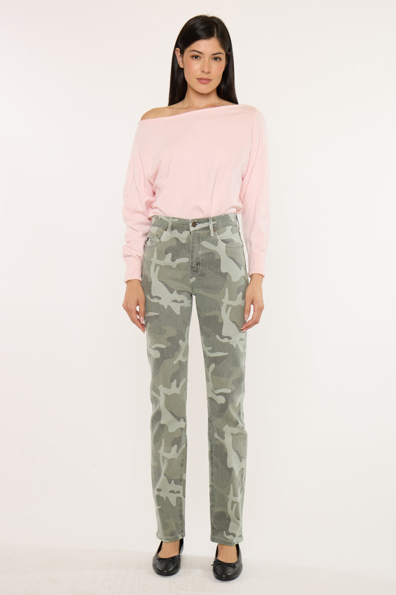 Women's High Rise Straight Jeans - Camo - view 5