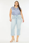 Plus Size Women's High Rise Cropped Flare Jeans - Light Wash