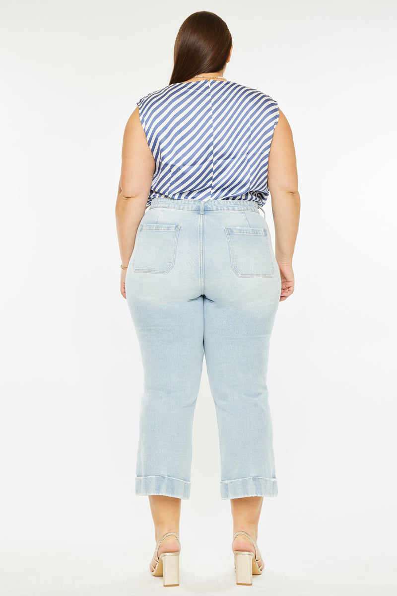 Plus Size Women's High Rise Cropped Flare Jeans - Light Wash - view 6