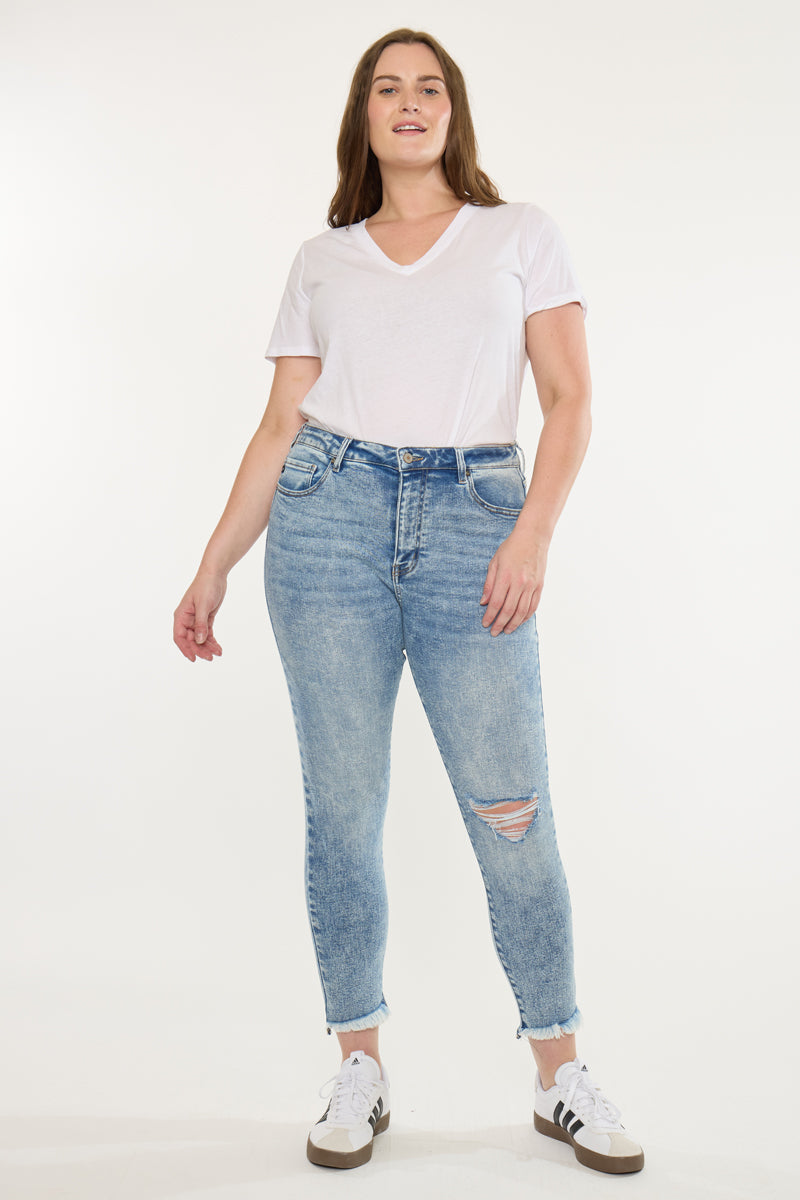 Plus Size Women's High Rise Ankle Skinny Jeans - Medium Wash - Medium Wash