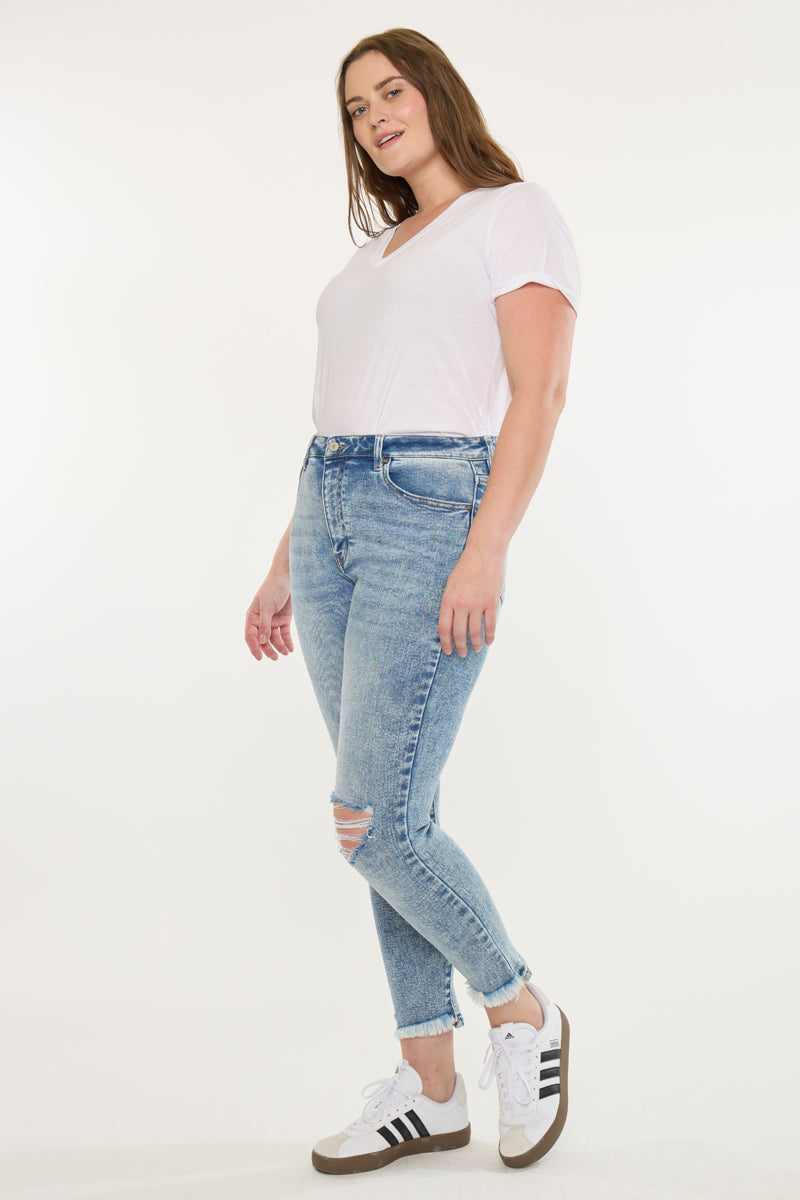 Plus Size Women's High Rise Ankle Skinny Jeans - Medium Wash - Medium Wash - view 3