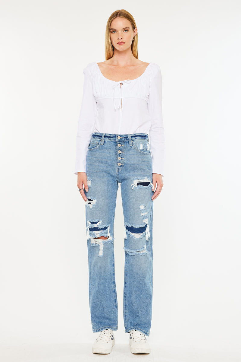 Women's Ultra High Rise 90s Boyfriend Jeans - Medium Wash