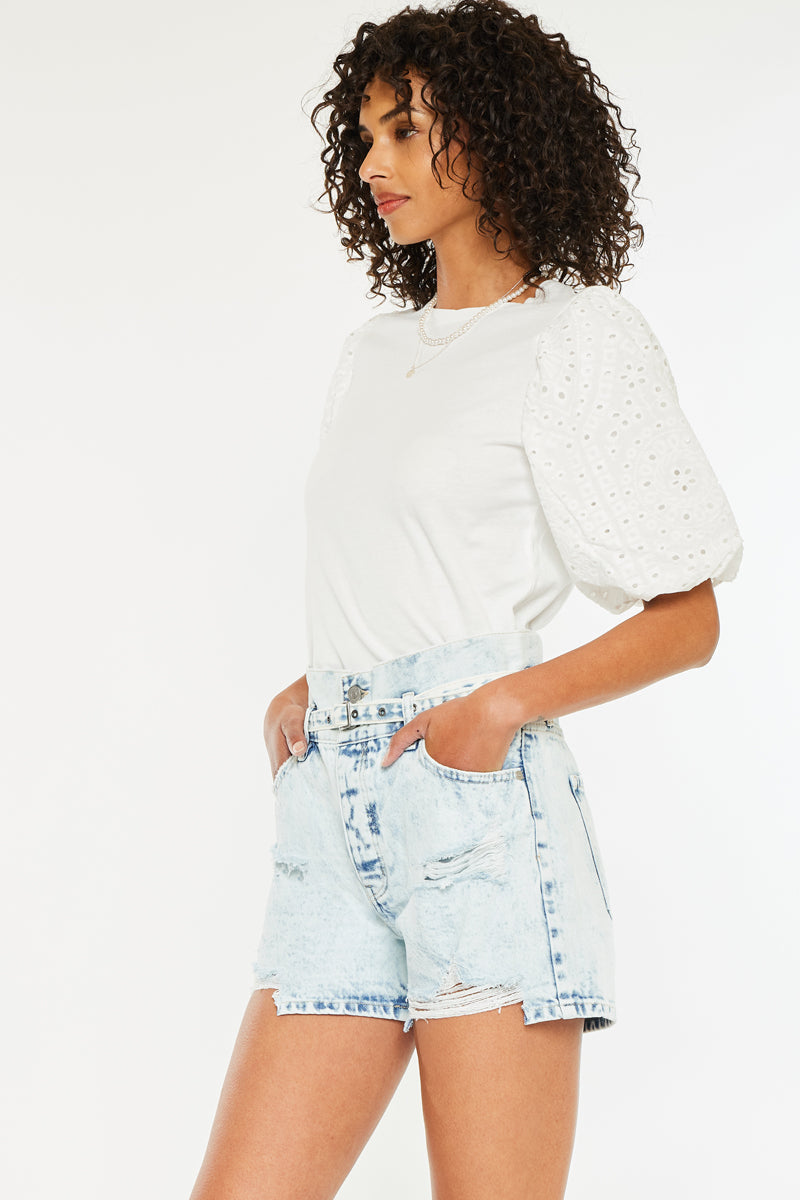 Women's Ultra High Rise Denim Shorts - Light Wash