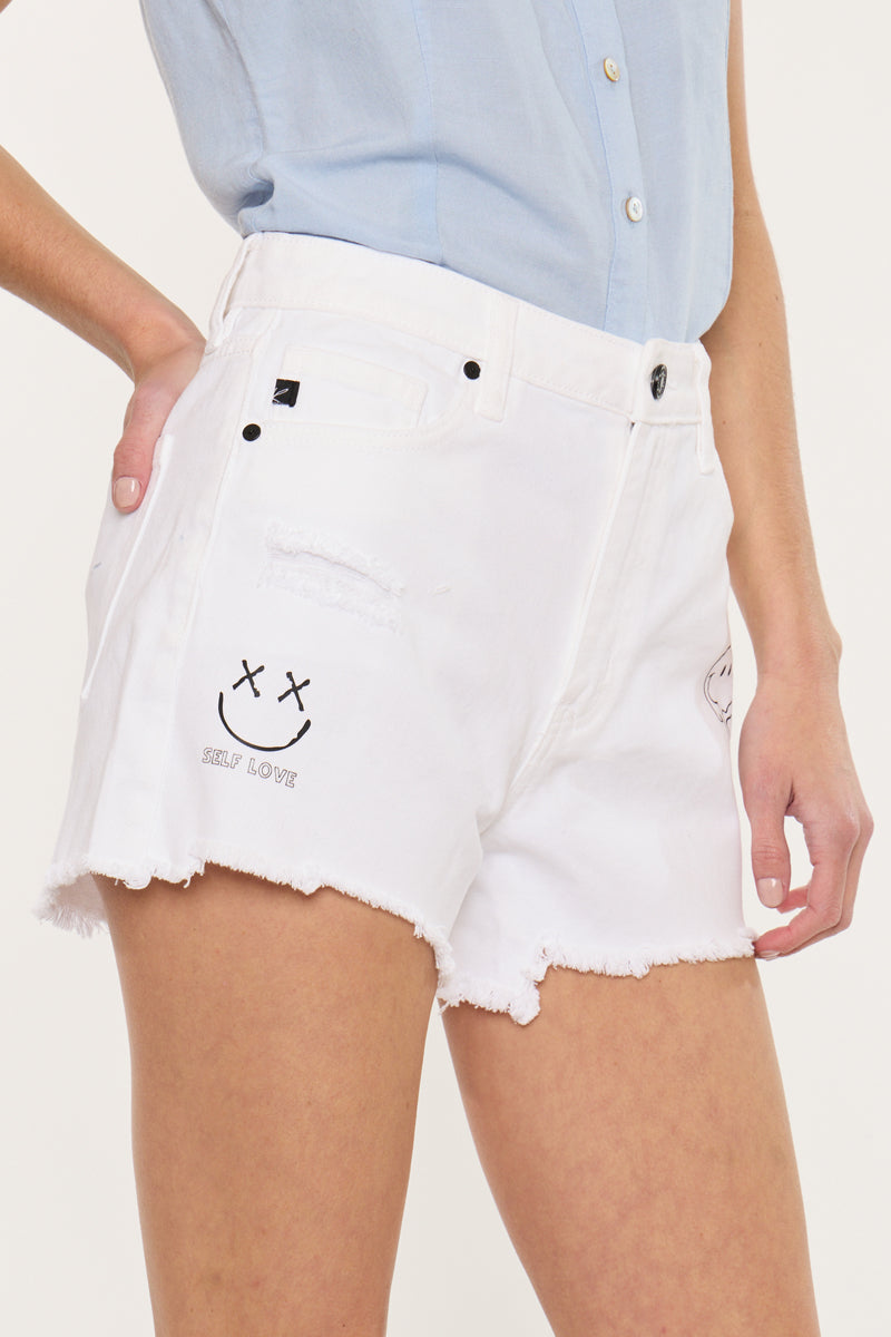 Women's High Rise Mom Denim Shorts - White - view 5