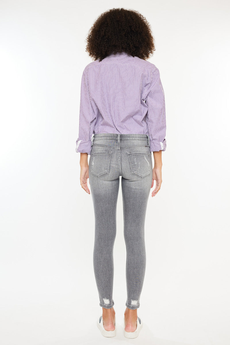 Women's Mid Rise Ankle Skinny Jeans - Gray - view 6