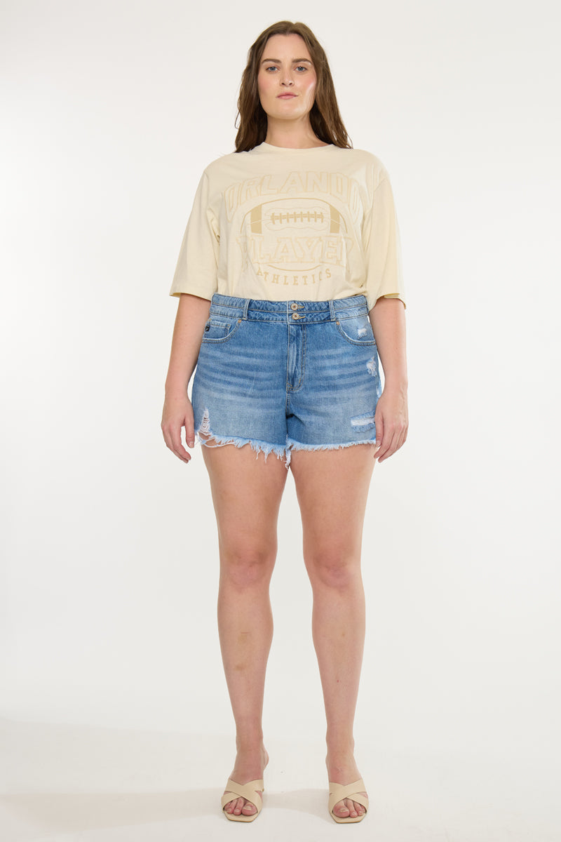 Plus Size Women's High Rise Mom Denim Shorts - Medium Wash - view 5