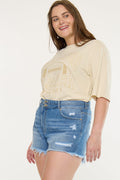 Plus Size Women's High Rise Mom Denim Shorts - Medium Wash